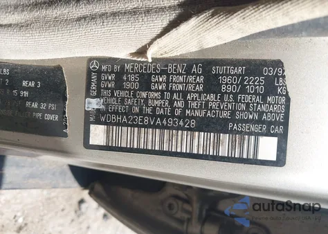 1997 Mercedes-Benz C 230 z USA, uszkodzony, nr VIN WDBHA23E8VA493428